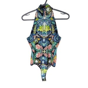 Free People Intimately Tucker Printed Bodysuit Tropical Multicolour Size Medium